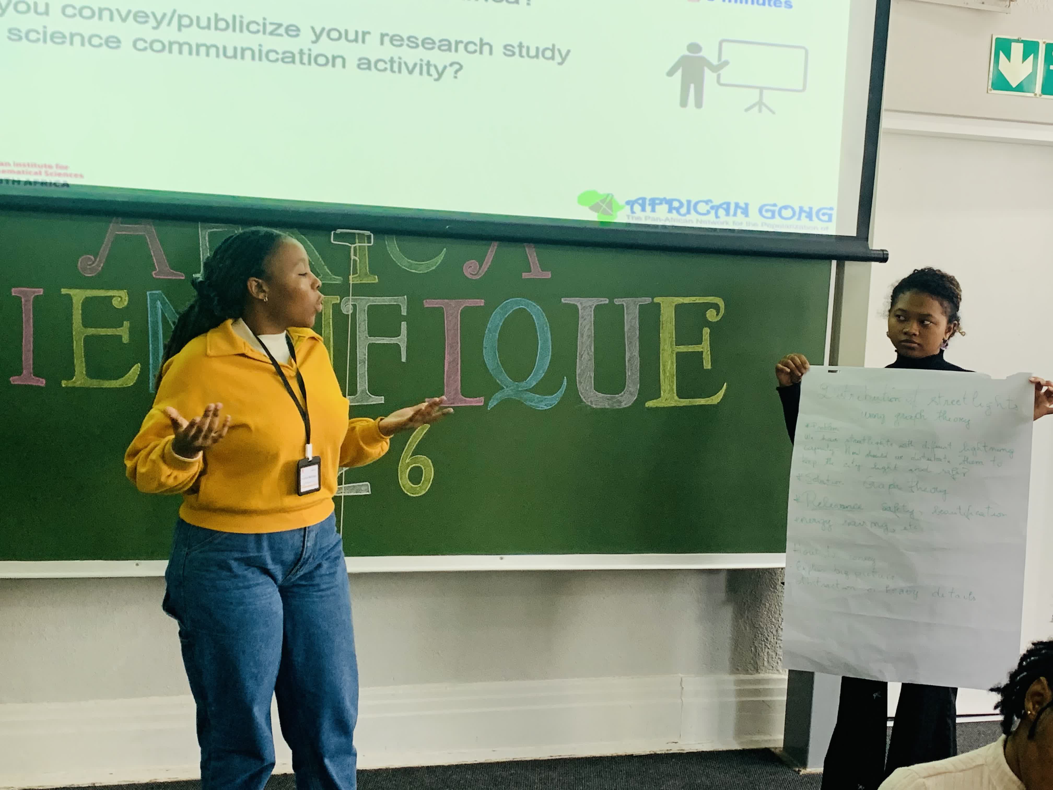 Facilitator leading a science communication session